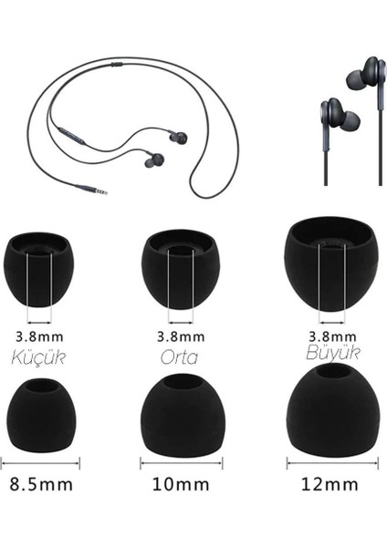2 Çift 4-Adet Kulaklık Silikonu Samsung Uyumlu-Orta 10MM