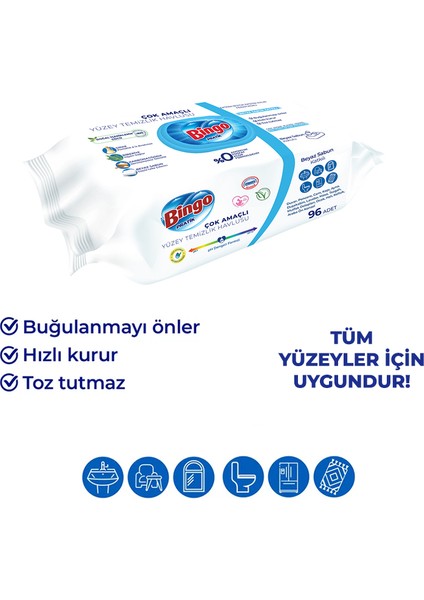 Nessiworld Bingo Yüzey Temizlik Havlusu 96 Adet Beyaz Sabun