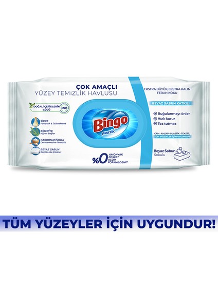 Nessiworld Bingo Yüzey Temizlik Havlusu 96 Adet Beyaz Sabun