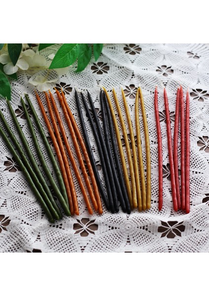 Dilek Tören Ritüel Balmumu Mum 5 Renk 25 Adet Ince 20 cm Boy 4-5 mm Çap