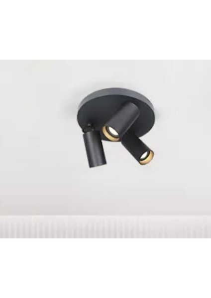 Mat Siyah Üçlü LED Avize Hareketli Başlık Gün Işığı LED Ampullü Panasonic Marka Ledli