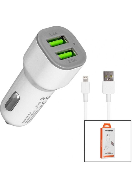 Iphone - Kablolu Oto - Araç Çakmaklık Şarj Başlık Set 3.1A - 155W - 1mt Kablo HY-X44