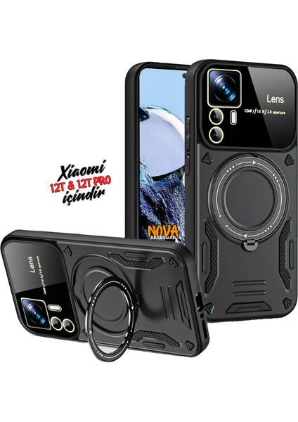 Xiaomi Mi 12T Lens Bölümü Komple Korumalı Panzer Kapak/kılıf - Siyah
