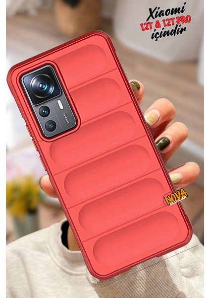 Xiaomi Mi 12T - Kalın Kavisli Tasarım Silikon Kapak/kılıf - Kırmızı