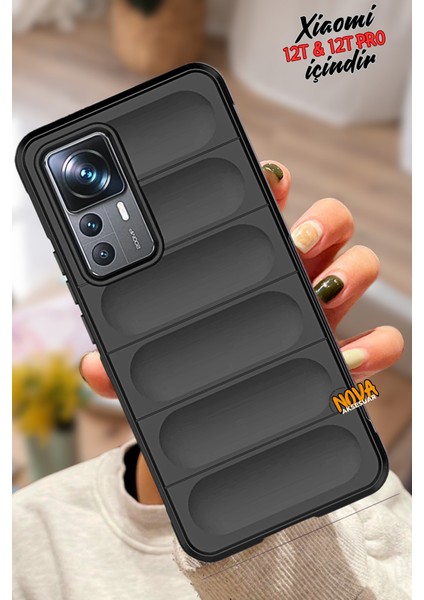 Xiaomi Mi 12T Pro - Kalın Kavisli Tasarım Silikon Kapak/kılıf - Siyah