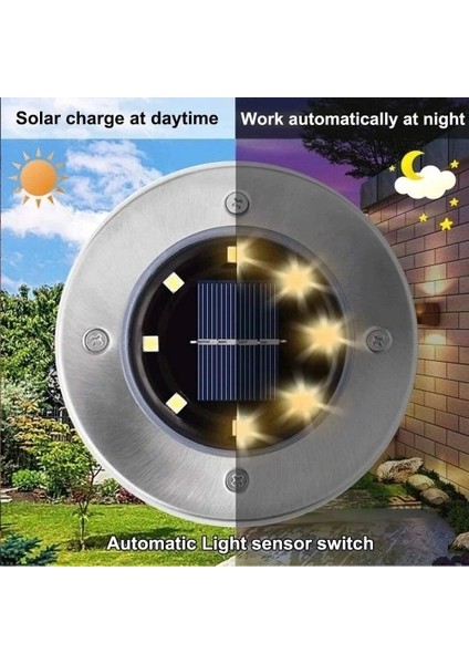 4'lü Solar Panelli Kazıklı Bahçe Aydınlatması