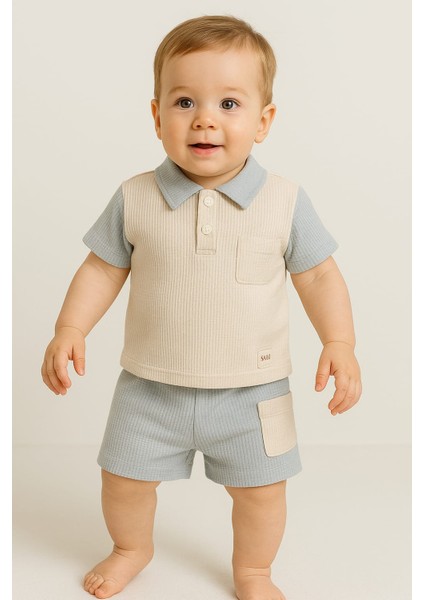 Erkek Bebek Polo Yaka Smile Etiketli Şortlu Takım