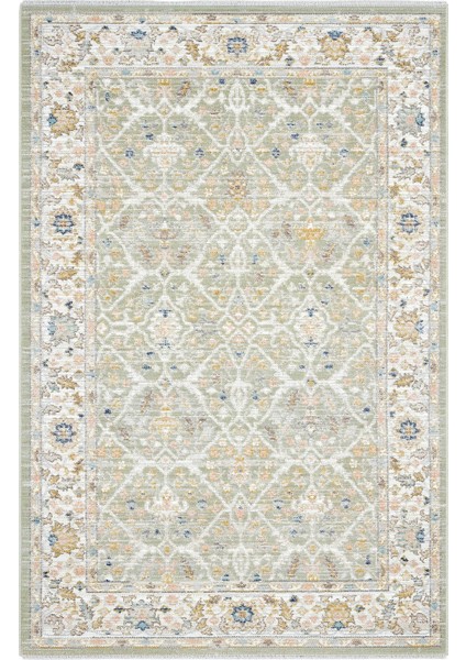 Zaraf Mint Yeşil Halı Etnik Desen İnce Dokuma Eskitme Vintage Halı Oturma Odası Salon Yazlık Halı
