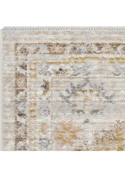 Zaraf Krem Bej Halı Modern Etnik Desenli Dokuma Bohem Oda Halısı Oturma Odası Salon İnce Yazlık Halı