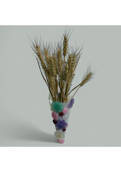 - Balkon Süsü Külah, Çiçekli Model - Askılı Balkon Vazosu - Çiçeklik - Duvar Çiçekliği - Epoksi Döküm - 25 cm