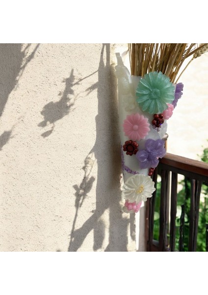 - Balkon Süsü Külah, Çiçekli Model - Askılı Balkon Vazosu - Çiçeklik - Duvar Çiçekliği - Epoksi Döküm - 25 cm modelleri
