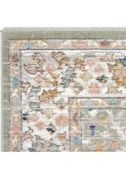 Zaraf Mint Yeşil Halı Etnik Desen İnce Dokuma Eskitme Vintage Halı Oturma Odası Salon Yazlık Halı