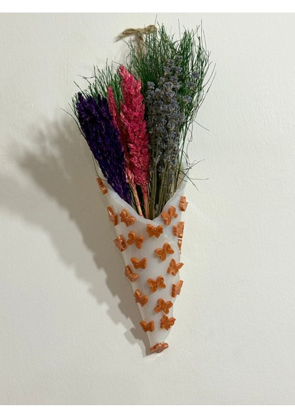 - Balkon Süsü Külah, Kelebek Model - Askılı Balkon Vazosu - Çiçeklik - Duvar Çiçekliği - Epoksi Döküm - 25 cm