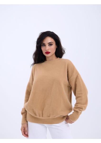42331 Triko Sıfır Yaka Salaş Kazak-Vizon
