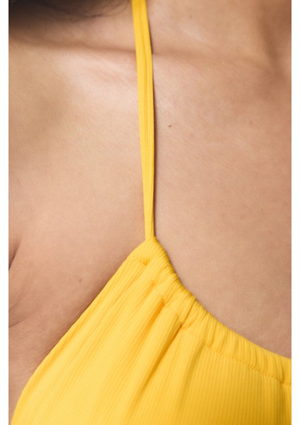 Marıgold Minimal Kesim Sarı Bandeau Bikini Üstü