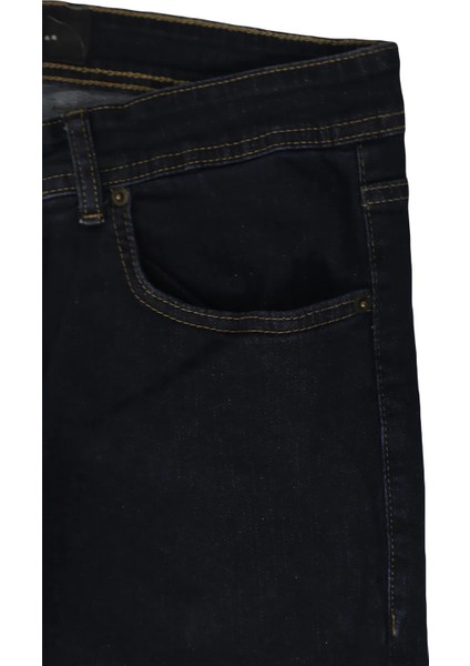 Hacker Fistan Store Erkek Lacivert Yüksek Bel Rahat Kesim Boru Paça Büyük Beden Jean Pantolon