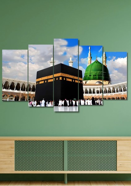 5 Parça Kabe Manzaralı Duvar Dekoru - Salon Oturma Yatak Odası Için Mdf Tablo Seti