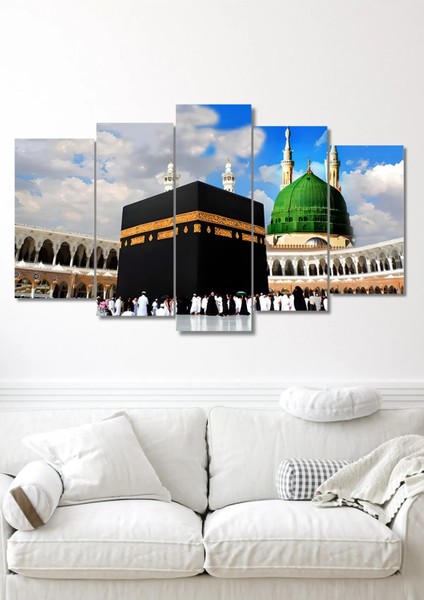 5 Parça Kabe Manzaralı Duvar Dekoru - Salon Oturma Yatak Odası Için Mdf Tablo Seti