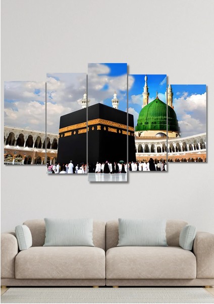 5 Parça Kabe Manzaralı Duvar Dekoru - Salon Oturma Yatak Odası Için Mdf Tablo Seti