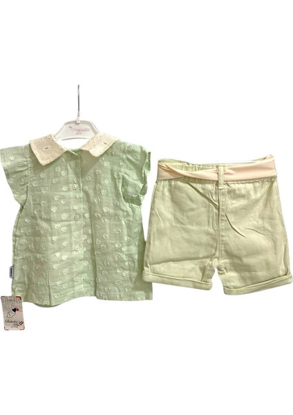 Bebedexs Plus 6/24 Ay Dantel Yakalı Fiyonklu Piefti 2'li Kız Takım