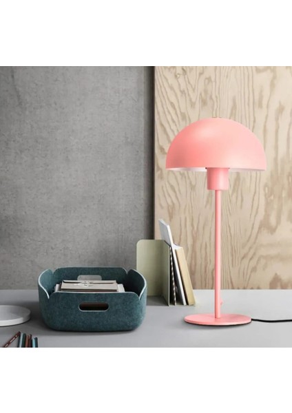 Mylights 20 cm Baslıklı Masa Abajur Masa Lambası Gece Lambası Yatak Odası Genc Odası Lambası Abajur Yatak Odası Lambası Pembe Abajur