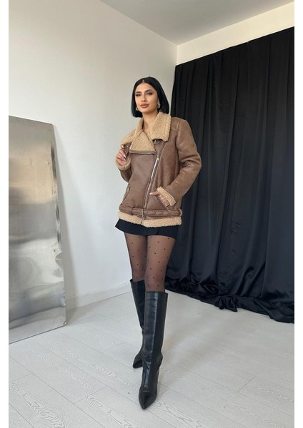 Taba Apoletli Kürklü Ceket