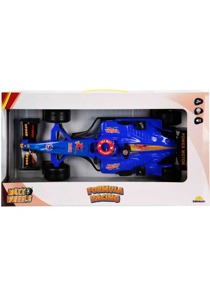 Büyük Sesli Işıklı Formula 1 Friction Sürtmeli Araba 42 cm 1:9 Ölçekli F1 Aracı Maxx Wheels Kırmızı