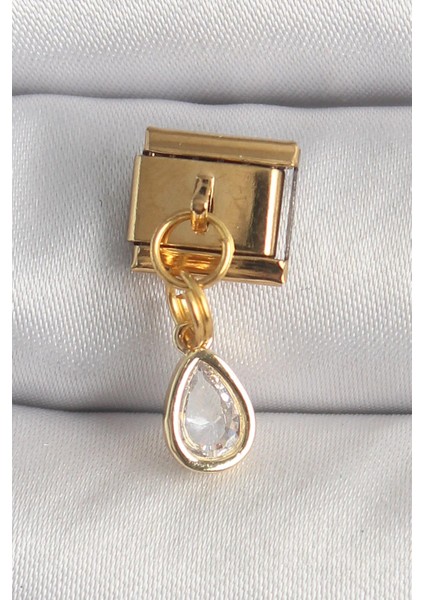 316L Çelik Gold Renk Sallantı Damla Zirkon Taşlı Nomination Charm - PRT3500EB05980