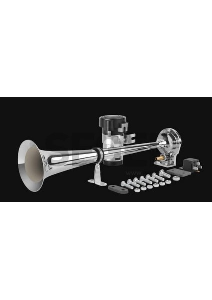 12V Havalı Korna Tekli Krom (Marin) (Kompresörlü)