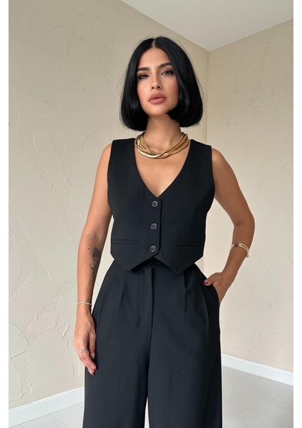 Siyah Klas Ceket ve Yelek ve Pantolon Takım