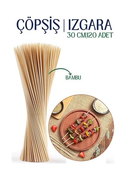Izgara Çöp Şiş Çubukları 30 cm Bambu 120 Adet