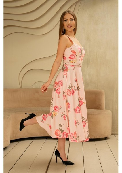 Pembe Ince Kemer Detaylı Elbise