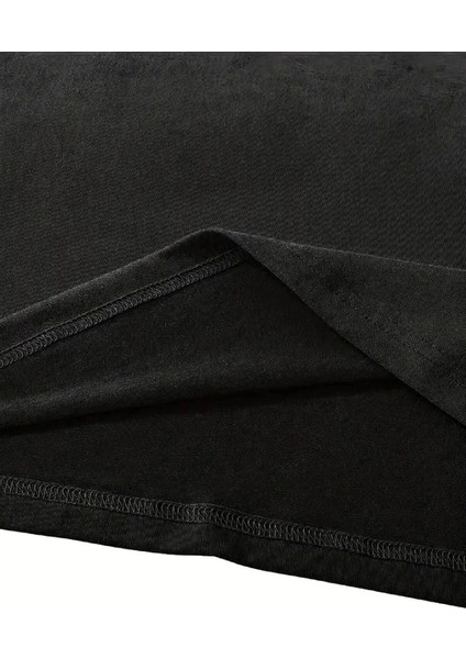 Fiyonk Baskılı Siyah Oversize Unisex T-Shirt- Siyah
