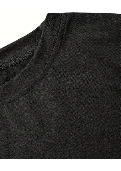 Fiyonk Baskılı Siyah Oversize Unisex T-Shirt- Siyah