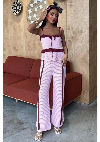 Askılı Bluz Pantolon Triko Takım 10114