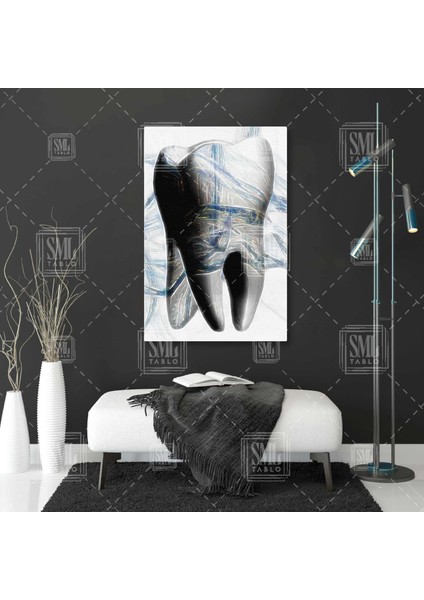 Diş Hekimi Odası Büro Diş Ağız Sağlığı Dekor Dikey Kanvas Tablo