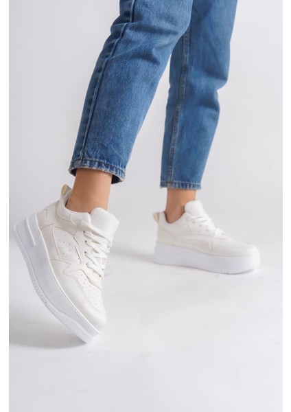 Alessı Bağcıklı Ortopedik Taban Kadın Sneaker Spor Ayakkabı Bt - Kırık Beyaz modelleri