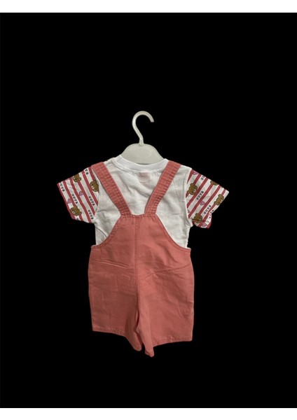 Mandalino Baby Mandalino Kız Bebek 2 Li Ön Cebi Oyuncak Ayıcıklı Tulum ve Ayıcık Desenli Tişört modelleri