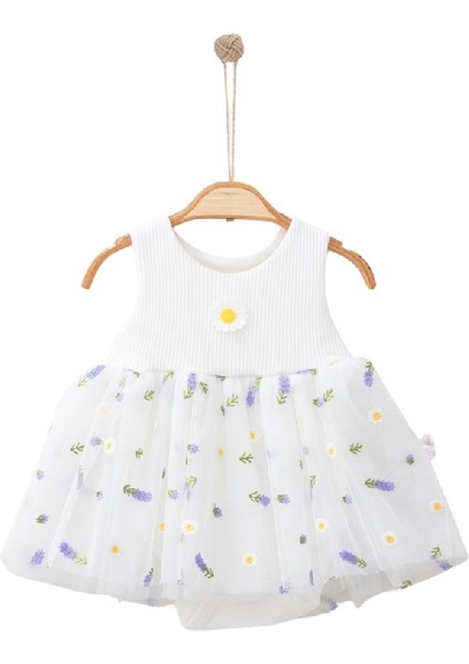 Kız Bebek Papatya Desenli Tül Elbise