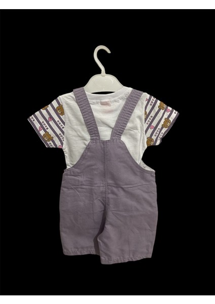 Mandalino Baby Mandalino Kız Bebek 2 Li Ön Cebi Oyuncak Ayıcıklı Tulum ve Ayıcık Desenli Tişört modelleri