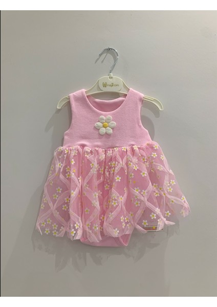 Kız Bebek Papatya Desenli Tül Elbise