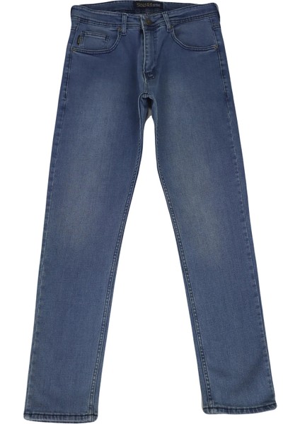 Hacker Fistan Store Erkek Açık Mavi Yüksek Bel Rahat Kesim Boru Paça Büyük Beden Jean Pantolon