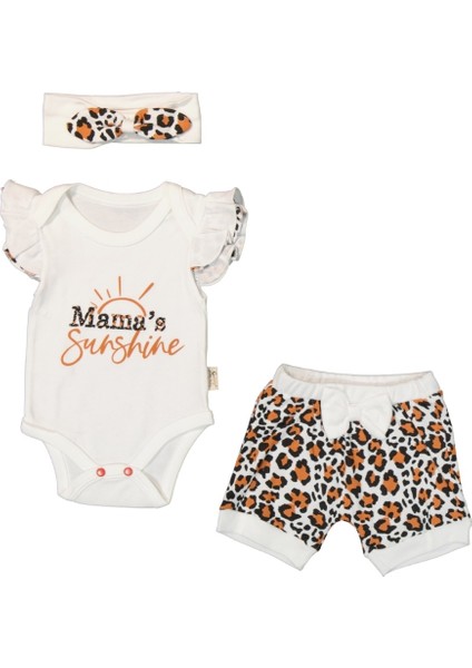 Kız Bebek Leopar Desenli Sunshine 3'lü Yazlık Takım