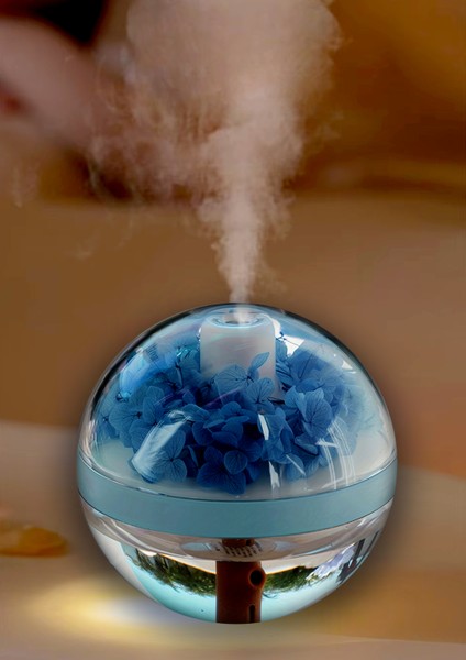 Taşınabilir Kablosuz Hava Nemlendirici Ebedi Çiçek Sıcak Beyaz Lamba ile 270ML Serin Mist Maker USB Şarj Edilebilir Ultrasonik Nebulizatör
