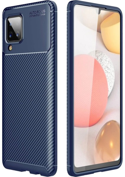 Samsung Galaxy A22 Kılıf Auto Focus Karbon Kapak - Lacivert Bstmy