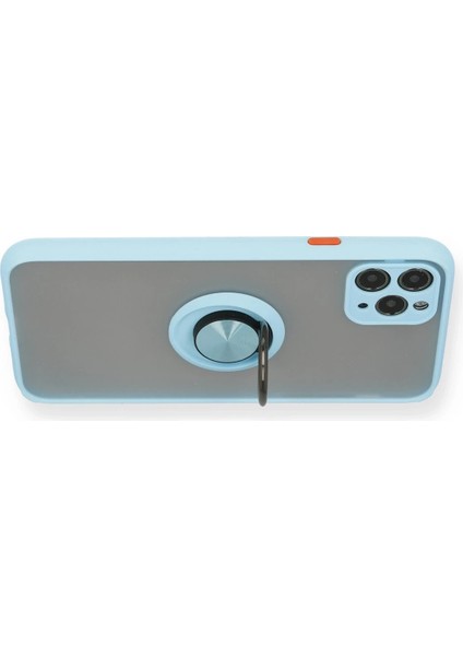 Iphone 11 Pro Max Kılıf Montreal Yüzüklü Silikon Kapak - Buz Mavi Bstmy