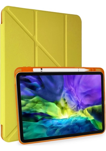 Ipad Pro 11 (2018) Kılıf Kalemlikli Mars Tablet Kılıfı - Açık Sarı Bstmy