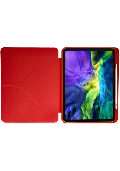 Ipad Pro 11 (2018) Kılıf Kalemlikli Mars Tablet Kılıfı - Kırmızı Bstmy