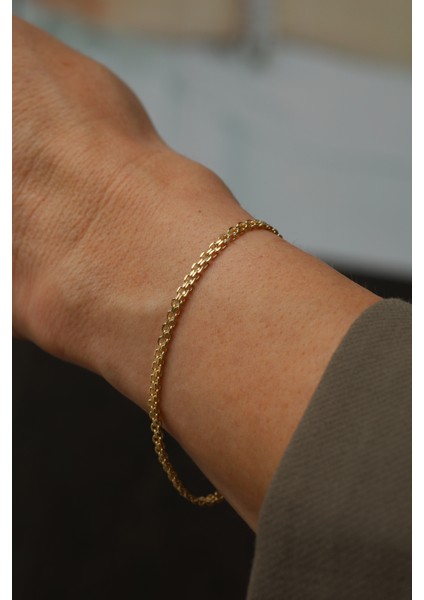 14 Ayar Altın Basamak Zincir Bileklik modelleri