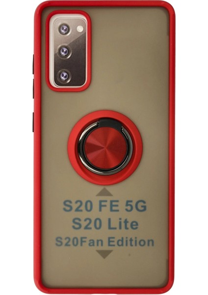 Samsung Galaxy S20 Fe Kılıf Montreal Yüzüklü Silikon Kapak - Kırmızı Bstmy